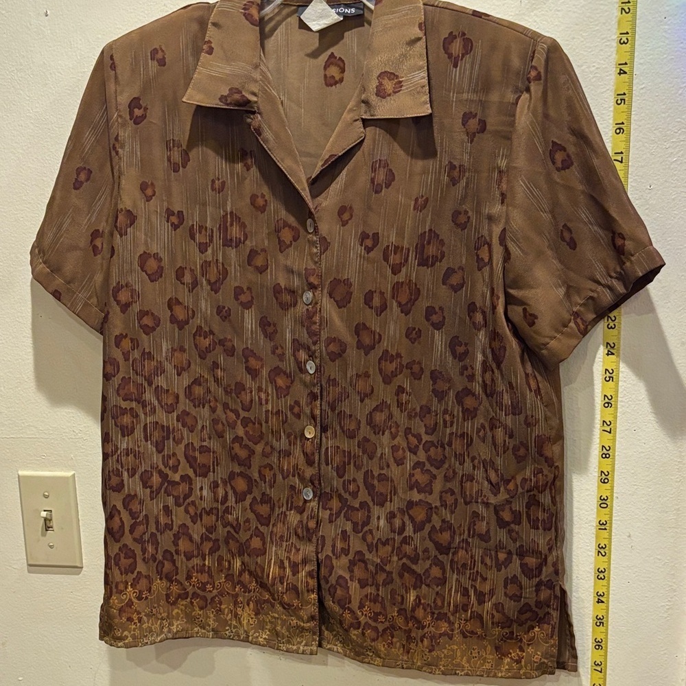 Impressions Brown Leopard Blouse